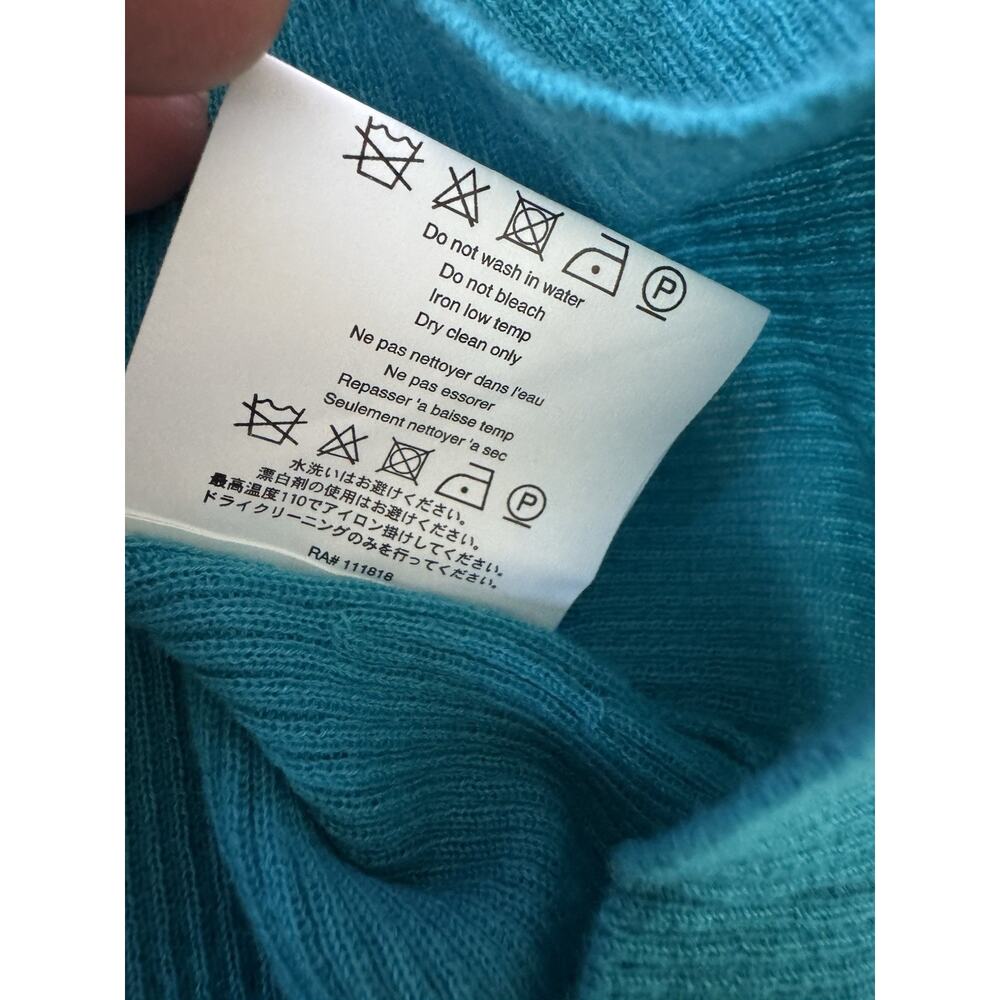 Michael Kors Collection Cashmere Sweater Women’s Small Ribbed Featherweight Blue - Picture 9 of 10